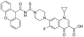 3-Quinolinecarboxylic acid, 1-cyclopropyl-6-fluoro-1,4-dihydro-4-oxo-7-[4-[thioxo[(9H-xanthen-9-ylcarbonyl)aMino]Methyl]-1-piperazinyl]- 구조식 이미지