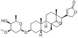 3β-[(2,6-Dideoxy-3-O-methyl-β-D-lyxo-hexopyranosyl)oxy]-14-oxo-8,15-cyclo-14,15-seco-5β-card-20(22)-enolide 구조식 이미지