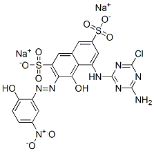 disodium 5-[(4-amino-6-chloro-1,3,5-triazin-2-yl)amino]-4-hydroxy-3-[(2-hydroxy-5-nitrophenyl)azo]naphthalene-2,7-disulphonate Structure