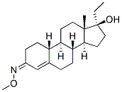 (17S)-17-Hydroxy-19-norpregn-4-en-3-one O-methyl oxime 구조식 이미지