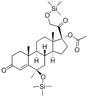 (6R)-17-(Acetyloxy)-6-methyl-6,21-bis(trimethylsiloxy)pregn-4-ene-3,20-dione 구조식 이미지