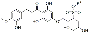 1-(3,5-Dihydroxy-4-(3-(3-hydroxy-4-methoxyphenyl)-1-oxopropyl)phenoxy) -5,6-dihydroxy-3-hexanesulfonic acid monopotassium salt 구조식 이미지