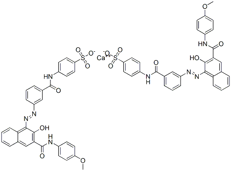 calcium bis[4-[[3-[[2-hydroxy-3-[[(4-methoxyphenyl)amino]carbonyl]-1-naphthyl]azo]benzoyl]amino]benzenesulphonate] 구조식 이미지