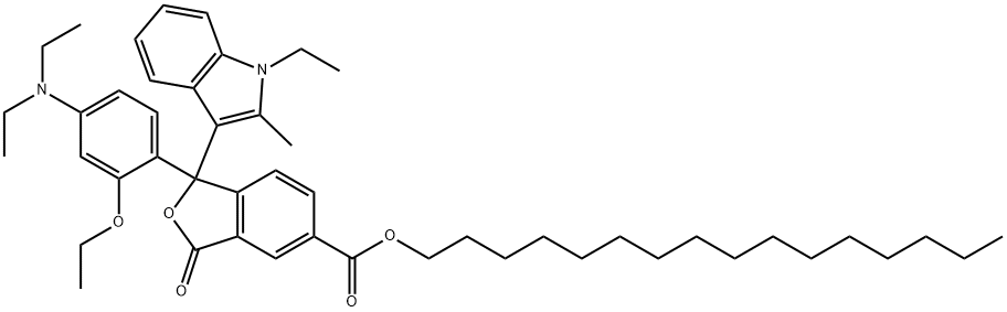 hexadecyl 1-[4-(diethylamino)-2-ethoxyphenyl]-1-(1-ethyl-2-methyl-1H-indol-3-yl)-1,3-dihydro-3-oxoisobenzofuran-5-carboxylate 구조식 이미지