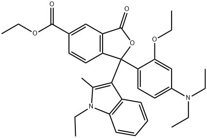 ethyl 1-[4-(diethylamino)-2-ethoxyphenyl]-1-(1-ethyl-2-methyl-1H-indol-3-yl)-1,3-dihydro-3-oxoisobenzofuran-5-carboxylate 구조식 이미지