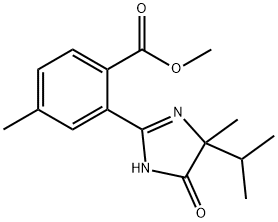 Benzoic acid, 2-(4,5-dihydro-4-methyl-4-(1-methylethyl)-5-oxo-1H-imida zol-2-yl)-4-methyl-, methyl ester 구조식 이미지