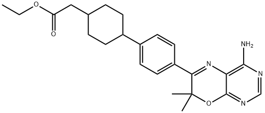 4-[4-(4-AMINO-7,7-DIMETHYL-7H-PYRIMIDO[4,5-B][1,4]OXAZIN-6-YL)PHENYL]-CYCLOHEXANEACETIC ACID ETHYL ESTER Structure