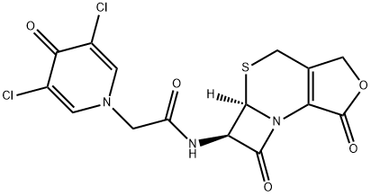 (5aR-trans)-3,5-dichloro-4-oxo-N-(1,4,5a,6-tetrahydro-1,7-dioxo-3H,7H-azeto[2,1-b]furo[3,4-d][1,3]thiazin-6-yl)-4H-pyridine-1-acetamide  구조식 이미지