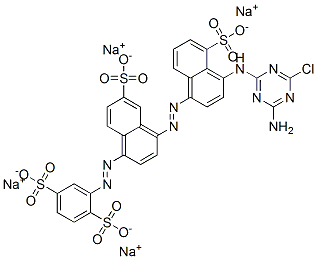 tetrasodium 2-[[4-[[4-[(4-amino-6-chloro-1,3,5-triazin-2-yl)amino]-5-sulphonato-1-naphthyl]azo]-6-sulphonato-1-naphthyl]azo]benzene-1,4-disulphonate 구조식 이미지