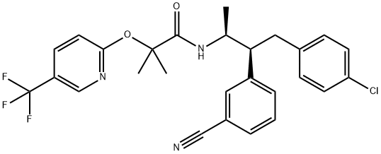 N-[(1S,2S)-3-(4-Chlorophenyl)-2-(3-cyanophenyl)-1-methylpropyl]-2-methyl-2-[(5-(trifluoromethyl)pyridin-2-yl)oxy]propanamide( MK 0364) Structure