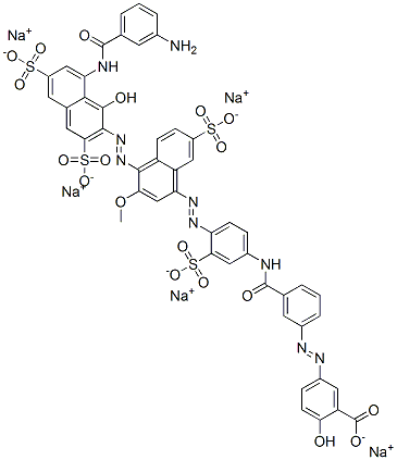 pentasodium 5-[[3-[[[4-[[4-[[8-[(3-aminobenzoyl)amino]-1-hydroxy-3,6-disulphonato-2-naphthyl]azo]-3-methoxy-7-sulphonato-1-naphthyl]azo]-3-sulphonatophenyl]amino]carbonyl]phenyl]azo]salicylate 구조식 이미지