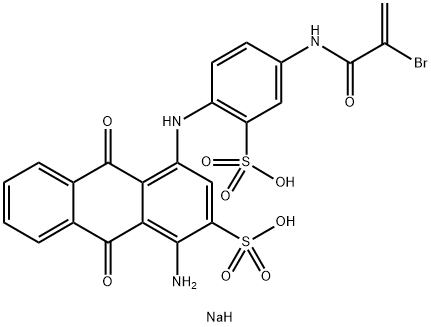 disodium 1-amino-4-[[4-[(2-bromo-1-oxoallyl)amino]-2-sulphonatophenyl]amino]-9,10-dihydro-9,10-dioxoanthracene-2-sulphonate 구조식 이미지