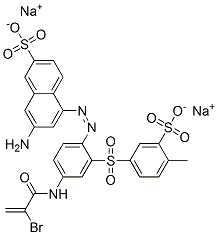 7-Amino-5-[[4-[(2-bromo-1-oxo-2-propenyl)amino]-2-[(4-methyl-3-sulfophenyl)sulfonyl]phenyl]azo]-2-naphthalenesulfonic acid disodium salt 구조식 이미지
