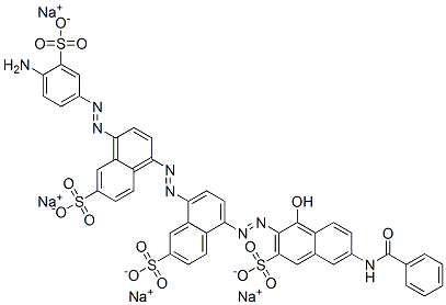 tetrasodium 8-[[4-[(4-amino-3-sulphonatophenyl)azo]-6-sulphonatonaphthyl]azo]-5-[[6-(benzoylamino)-1-hydroxy-3-sulphonato-2-naphthyl]azo]naphthalene-2-sulphonate  구조식 이미지