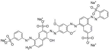 tetrasodium 7-amino-3-[[2,5-dimethoxy-4-[[7-sulphonato-4-[(2-sulphonatophenyl)azo]naphthyl]azo]phenyl]azo]-4-hydroxy-8-[(3-sulphonatophenyl)azo]naphthalene-2-sulphonate 구조식 이미지
