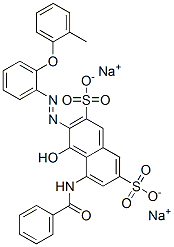 disodium 5-(benzoylamino)-4-hydroxy-3-[[2-(2-methylphenoxy)phenyl]azo]naphthalene-2,7-disulphonate Structure