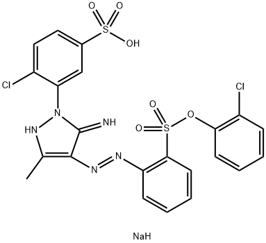 sodium 4-chloro-3-[4-[[2-[(2-chlorophenoxy)sulphonyl]phenyl]azo]-2,5-dihydro-5-imino-3-methyl-1H-pyrazol-1-yl]benzenesulphonate 구조식 이미지