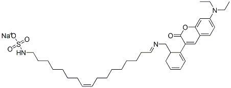 sodium 2-[7-(diethylamino)-2-oxo-2H-1-benzopyran-3-yl]-1H-benzimidazolesulphonate Structure