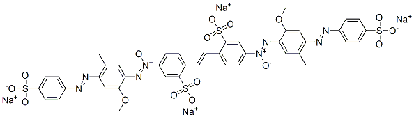 tetrasodium 4,4'-bis[[2-methoxy-5-methyl-4-[(4-sulphonatophenyl)azo]phenyl]azoxy]stilbene-2,2'-disulphonate 구조식 이미지