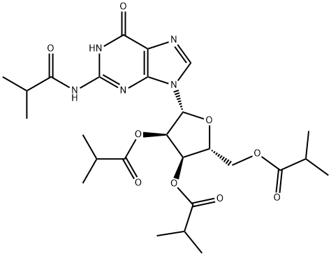 2-이소부티라미도구아노신2',3',5'-트리스(이소부타노에이트) 구조식 이미지