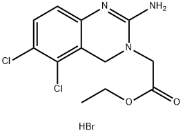 Ethyl 5,6-dichloro-3,4-dihydro-2(1H)-iminoquinazoline-3-acetate hydrobromide 구조식 이미지