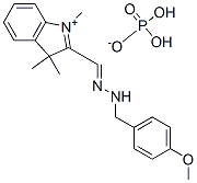 2-[[(4-methoxyphenyl)methylhydrazono]methyl]-1,3,3-trimethyl-3H-indolium dihydrogen phosphate  Structure