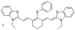 3-ETHYL-2-((E)-2-[3-((E)-2-[3-ETHYL-1,3-BENZOTHIAZOL-2(3H)-YLIDENE]ETHYLIDENE)-2-(PHENYLSULFANYL)-1-CYCLOHEXEN-1-YL]ETHENYL)-1,3-BENZOTHIAZOL-3-IUM IODIDE Structure