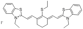 3-ETHYL-2-((E)-2-[3-((E)-2-[3-ETHYL-1,3-BENZOTHIAZOL-2(3H)-YLIDENE]ETHYLIDENE)-2-(ETHYLSULFANYL)-1-CYCLOHEXEN-1-YL]ETHENYL)-1,3-BENZOTHIAZOL-3-IUM IODIDE Structure