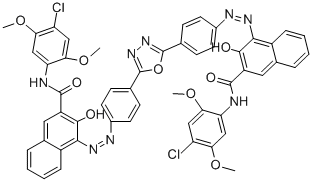 4,4'-[1,3,4-OXADIAZOLE-2,5-DIYLBIS(4,1-PHENYLENEAZO) BIS[N-(4-CHLORO-2,5-DIMETHOXYPHENYL)]-3-HYDROXY-2-NAPHTHALENECARBOXAMIDE 구조식 이미지