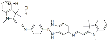 N-[(1,3-dihydro-1,3,3-trimethyl-2H-indol-2-ylidene)ethylidene]-2-[4-[[(1,3-dihydro-1,3,3-trimethyl-2H-indol-2-ylidene)ethylidene]amino]phenyl]-1H-benzotriazole-5-amine dihydrochloride 구조식 이미지