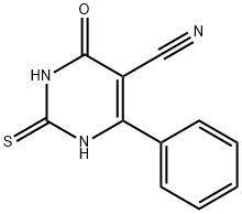 5-Pyrimidinecarbonitrile, 1,2,3,4-tetrahydro-4-oxo-6-phenyl-2-thioxo- Structure