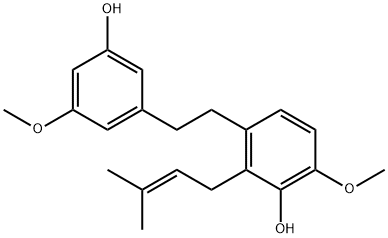 3-[2-(3-Hydroxy-5-methoxyphenyl)ethyl]-6-methoxy-2-(3-methyl-2-butenyl)phenol 구조식 이미지