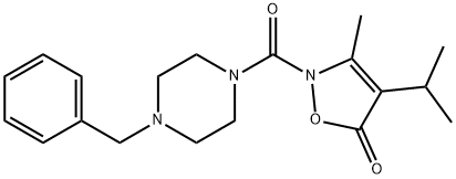 Piperazine,  1-[[3-methyl-4-(1-methylethyl)-5-oxo-2(5H)-isoxazolyl]carbonyl]-4-(phenylmethyl)-  (9CI) Structure