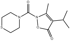 Thiomorpholine,  4-[[3-methyl-4-(1-methylethyl)-5-oxo-2(5H)-isoxazolyl]carbonyl]-  (9CI) Structure