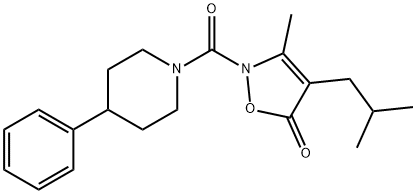 Piperidine,  1-[[3-methyl-4-(2-methylpropyl)-5-oxo-2(5H)-isoxazolyl]carbonyl]-4-phenyl-  (9CI) Structure