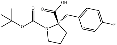 BOC-(S)-ALPHA-(4-FLUOROBENZYL)-PROLINE 구조식 이미지