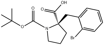 Boc-(R)-a-(2-bromo-benzyl)-proline Structure