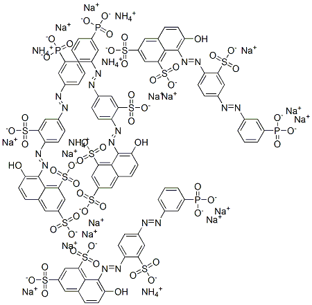 ammonium trisodium 7-hydroxy-8-[[4-[(m-phosphonatophenyl)azo]-2-sulphonatophenyl]azo]naphthalene-1,3-disulphonate 구조식 이미지