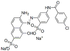 6-Amino-5-[[5-[(4-chlorobenzoyl)amino]-2-sulfophenyl]azo]-4-hydroxy-2-naphthalenesulfonic acid disodium salt 구조식 이미지