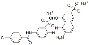 2-Naphthalenesulfonic acid, 6-amino-5-[[4-[(4-chlorobenzoyl) amino]-2-sulfophenyl]azo]-4-hydroxy-, disodium salt Structure