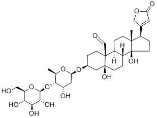 (3beta,5beta)-3-[(2,6-dideoxy-4-O-beta-D\-glucopyranosyl-beta-D\-ribo-hexopyranosyl)oxy]-5,14-dihydroxy-19-oxocard-20(22)-enolide 구조식 이미지