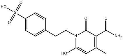 4-[2-[3-(Aminocarbonyl)-6-hydroxy-4-methyl-2-oxo-1(2H)-pyridinyl]ethyl]benzenesulfonic acid 구조식 이미지