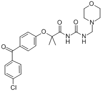Urea, 1-(2-(p-(p-chlorobenzoyl)phenoxy)-2-methylpropionyl)-3-(morpholi nomethyl)- Structure
