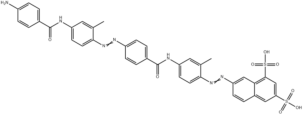 7-[[4-[[4-[[4-[(4-Aminobenzoyl)amino]-2-methylphenyl]azo]benzoyl]amino]-2-methylphenyl]azo]-1,3-naphthalenedisulfonic acid 구조식 이미지