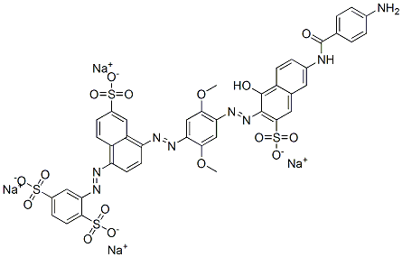 tetrasodium 2-[[4-[[4-[[6-[(4-aminobenzoyl)amino]-1-hydroxy-3-sulphonato-2-naphthyl]azo]-2,5-dimethoxyphenyl]azo]-6-sulphonato-1-naphthyl]azo]benzene-1,4-disulphonate 구조식 이미지