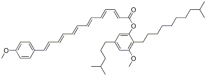 13-(4-Methoxyphenyl)-2,4,6,8,10,12-tridecahexaenoic acid 3-methoxy-2-(9-methyldecyl)-5-(4-methylpentyl)phenyl ester 구조식 이미지