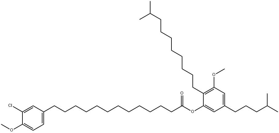 13-(3-Chloro-4-methoxyphenyl)tridecanoic acid 3-methoxy-2-(9-methyldecyl)-5-(4-methylpentyl)phenyl ester Structure