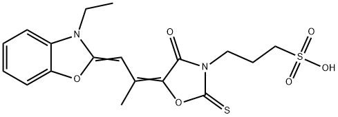 5-[2-(3-ethyl-2(3H)-benzoxazol-1-ylidene)-1-methylethylidene]-4-oxo-2-thioxo-3-oxazolidinepropionosulphonic acid 구조식 이미지