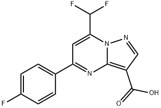7-(difluoromethyl)-5-(4-fluorophenyl)pyrazolo[1,5-a]pyrimidine-3-carboxylic acid 구조식 이미지