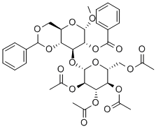 Methyl3-O-(2,3,4,6-tetra-O-acetyl-b-D-glucopyranosyl)-4,6-O-benzylidene-2-O-benzoyl-a-D-glucopyranoside Structure